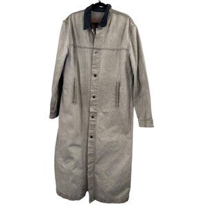 Levi Strauss Vintage Style Long Denim Duster With Corduroy Collar & Button Close